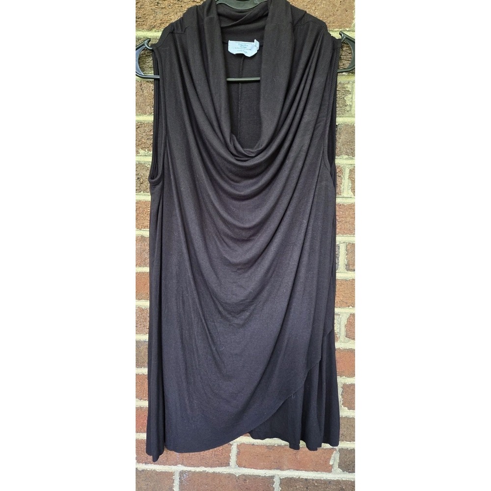 Simply Vera LG Sleeveless Lagenlook Black Knit Long Tunic Classic Capsule Modern